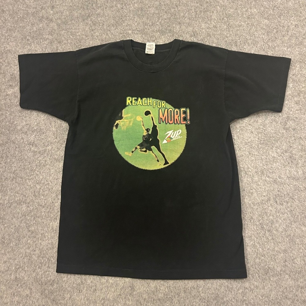 Vintage 90s Reach for More 7Up Promotional Soda Center Logo Single Stitch Tee XL